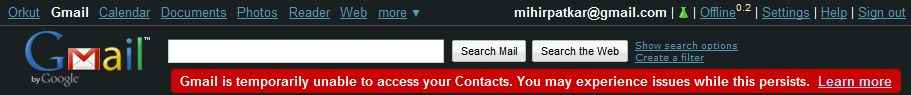 Gmail Contacts Inaccessible